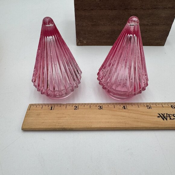 Pink glass Christmas trees rigged surface set of two small - Picture 10 of 10